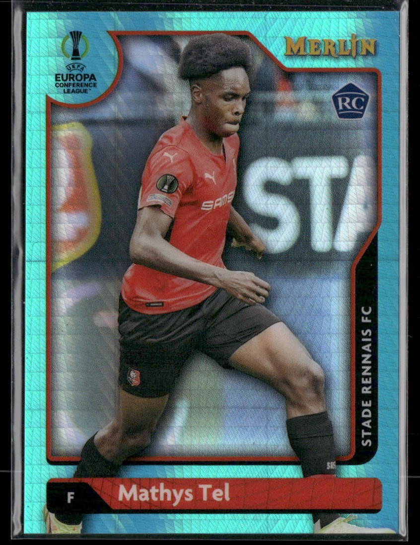 2021-22 Merlin Chrome UEFA Champions League #22 Mathys Tel Aqua Prism Refractor