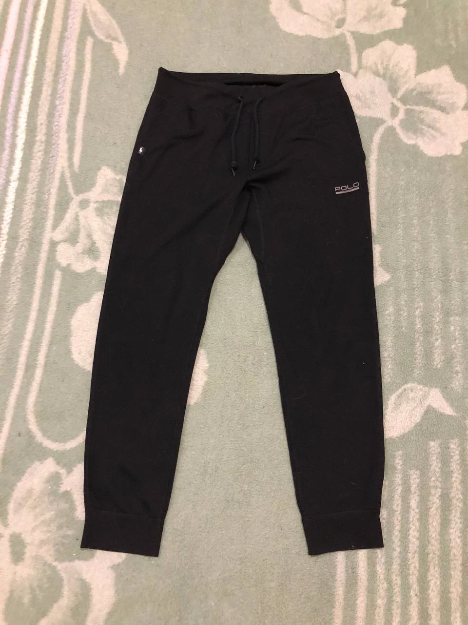 Ralph Lauren Sport Pants men M Black Sport Leggings Gym Faded Crashed 90s Y2K