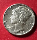 1944 US Mercury SILVER Dime "Philadelphia" Mint! AU Details! Old US Coin