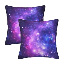 Tebjh Galaxy Star Pillow Covers 18x18 2-Pack Blue Nebula Throw Pillows