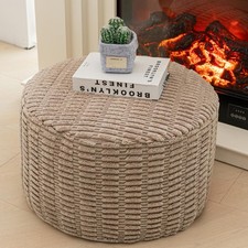 Pouf Ottoman Stuffed Round Modern Foam Filled Ottoman Foot Rest Poufs for Living
