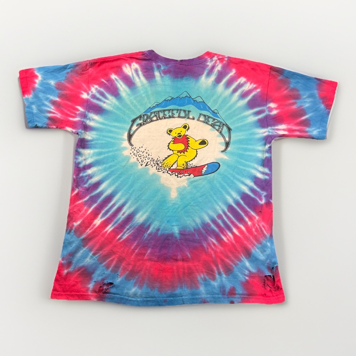 Vintage 90s Grateful Dead Tie Dye Trashed T Shirt Snowboard Bears 