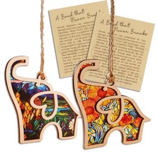 2PCS Birthday for Women Friendship Elephant Ornament with Story Card, Friends...