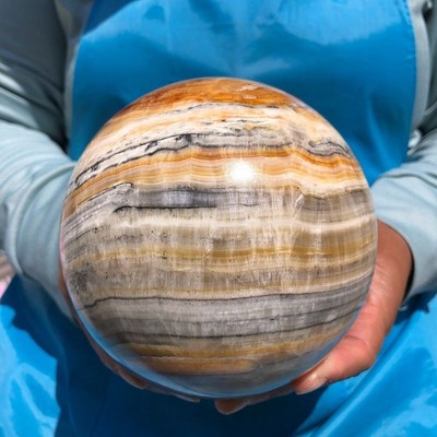 5.78LB Natural Striped Agate Ball Quartz Crystal Sphere reiki healing