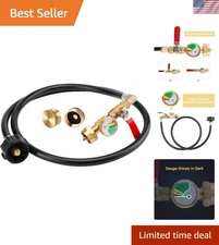 4FT Propane Adapter Hose with Gauge - Perfect for Camping and Outdoor Cooking