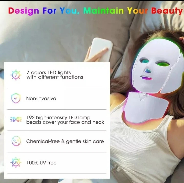 Missing Remote&Power Cord 7 Color LED Light Therapy Face  Neck Mask....... ...CP - Image 4 of 4