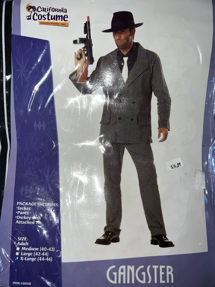 Disfraces de California Conjunto de Disfraz de Gángster Adulto XL Chaqueta Pantalones y Dickey Con Corbata Foto 2 de 4