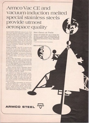 Armco Steel 1969 Vintage Magazine Ad Apollo Lunar Module Aerospace Quality