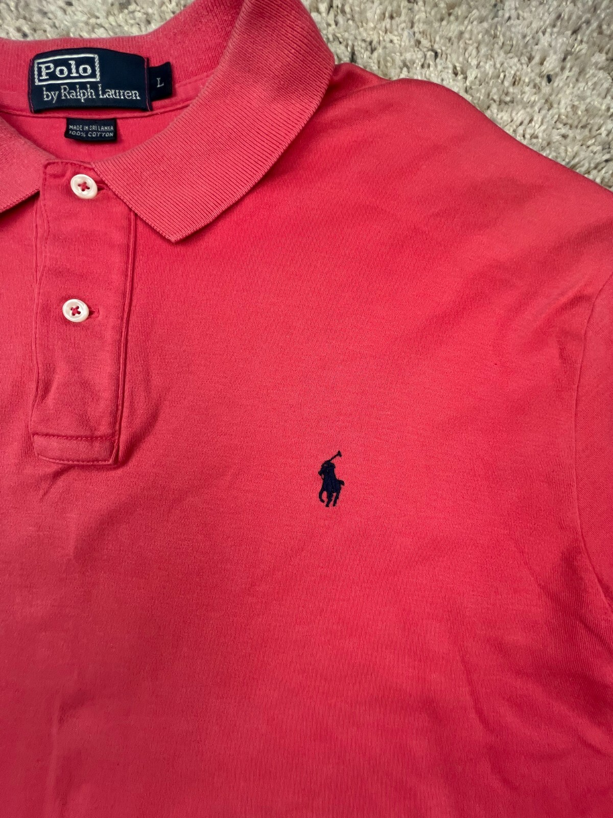 Polo Ralph Lauren Camicia Grande Rosso Arancione Nero Pony Logo Casual Rugby Uomo