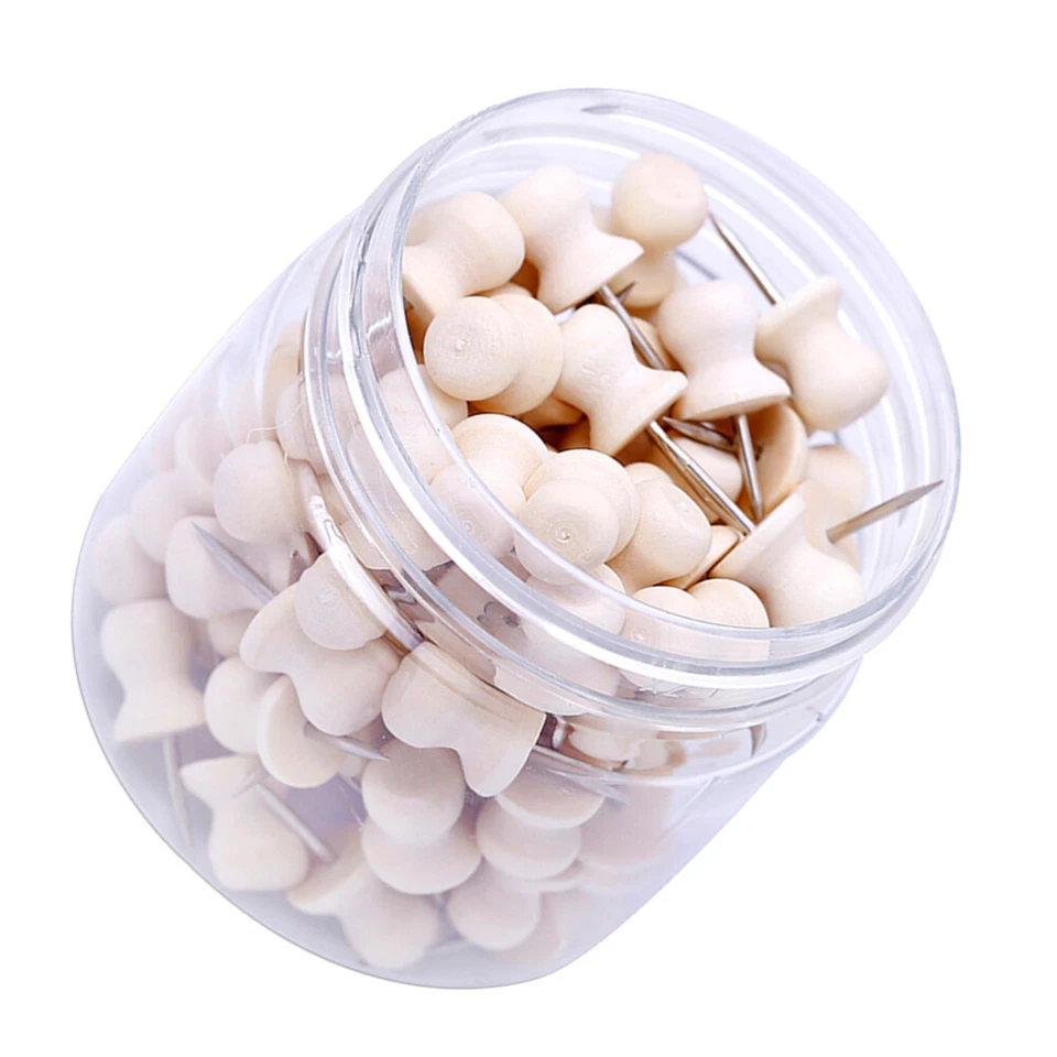 100pcs Decorative Thumb Tacks Wood Push Pin Message Thumbtack Round Thumb Tacks - Image 3 of 4