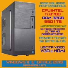 COMPUTER PC FISSO CPU INTEL i7-8700 32GB SSD1.0TB DVDRW Wpen Win11 + Office