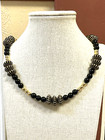 onyx and 18K Gf lovefish Bb black & gold necklace w/ black