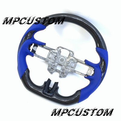 For Ford Mustang SHELBY GT350R 2018+ Blue Leather Carbon fiber Steering Wheel
