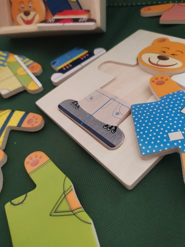 🐻👕👖🐻Mini Puzzle Orso vero Legno Wood'n Play 18 pezzi New +12 Mesi 🐻👕👖🐻 - Immagine 4 di 4