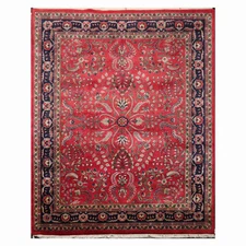 7'9" x 9'9" Hand Knotted 100% Wool Indo Saroukk 200 KPSI Area Rug Rose 8x10
