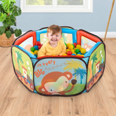 Big Steps Colourful Foldable Ball Pit with 100 Colourful Play Balls  UK