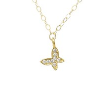 Butterfly with Crystals Gold Necklace