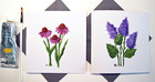 REAL PAINTINGS: Pack  2 Greetings Cards "Pretty Garden #04" w/env by Judith Rowe
