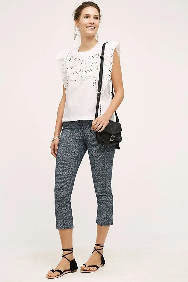 NEW ANTHROPOLOGIE BLUE MARINA CHARLIE CROPS CROPPED PANTS BY CARTONNIER SZ 6