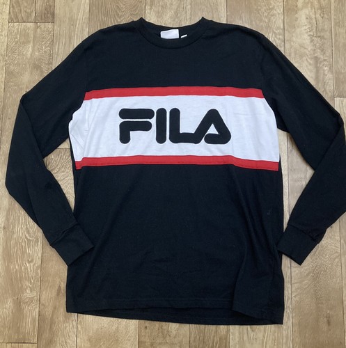 Fila Women’s Black Red Logo Long Sleeve 100% Cotton Sweatshirt XS UK8 A87 - Picture 3 of 10