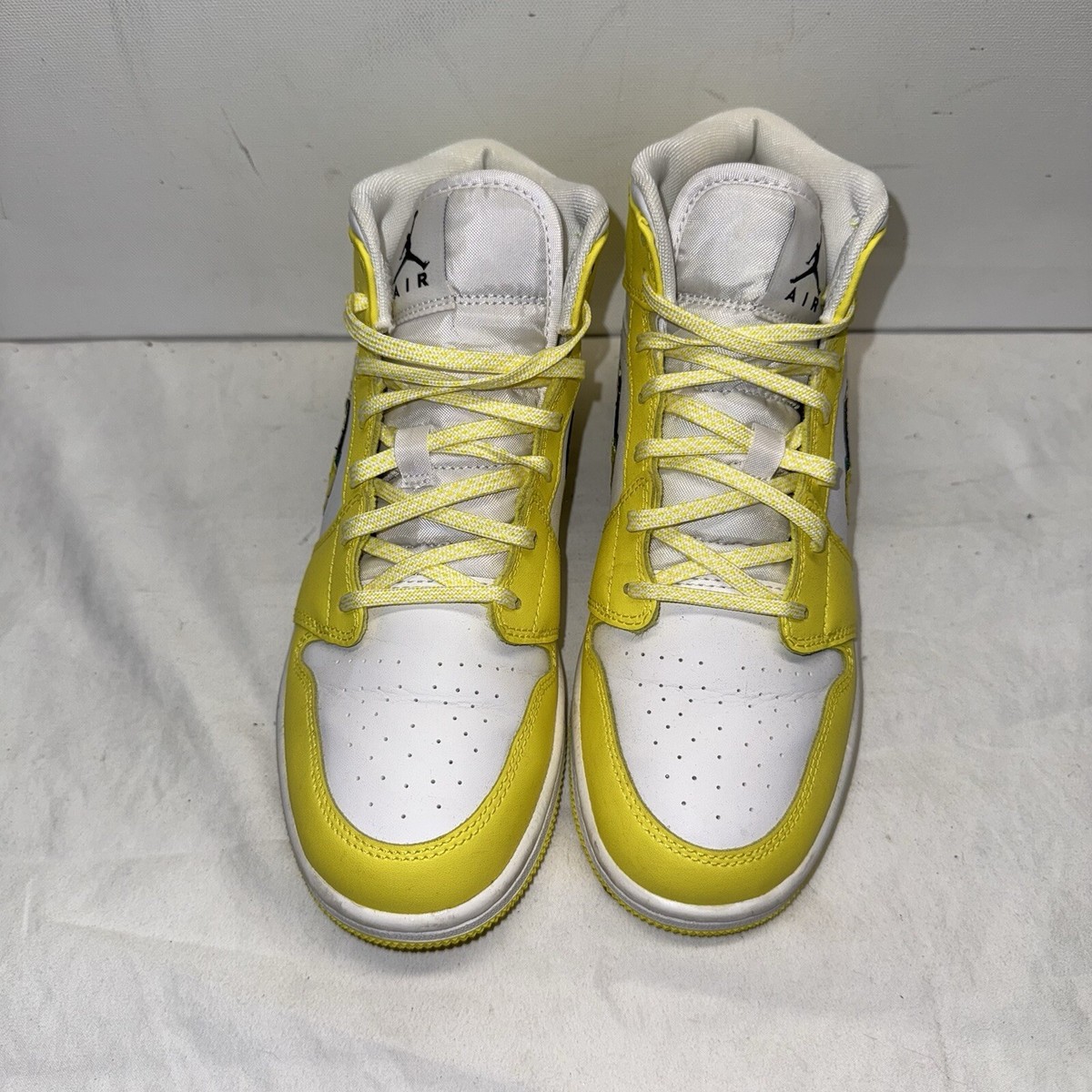 Nike Air Jordan 1 Mid Shoes Dynamic Yellow Floral Sneakers