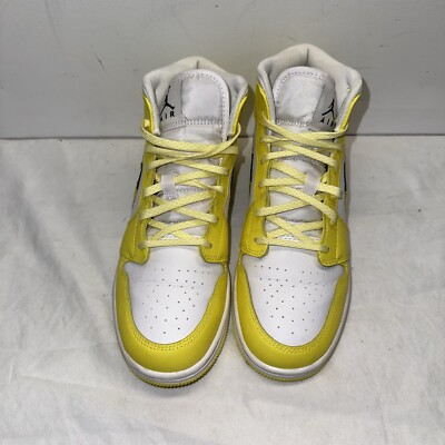 Nike Air Jordan 1 Mid Shoes Dynamic Yellow Floral Sneakers