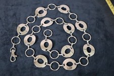 WOMEN'S FASHION SILVERTONE Oval CHAIN BELT WAIST HIP BODY 37"