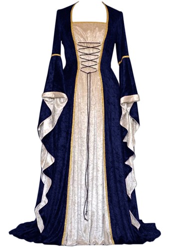 Vintage Costume Victorian Gothic Dress Ruffle Steampunk Medieval Evening Dresses - Picture 43 of 54