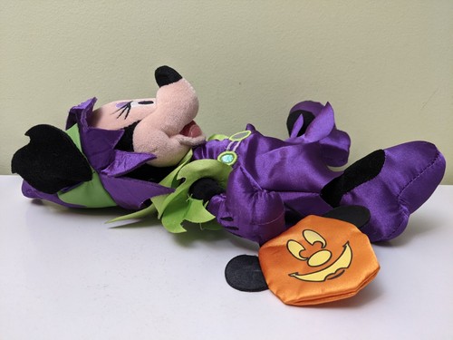 WDW Disney Parks Halloween Strega Minnie Mouse Peluche 13" Viola Verde - Foto 6 di 11
