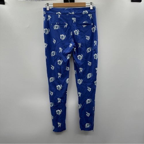 Betabrand Blue & White Floral Print Zippered Bootcut Stretch Pants Size S - Picture 4 of 12