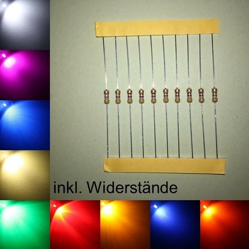 3mm LEDs Flachkopf wasserklar alle Farben inkl. Widerstände Leuchtdioden LED - Bild 2 von 3