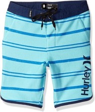 Hurley Big Boy's 16/28 Lounge Short Board Short Jogger Aqua Stripe NWT Terry