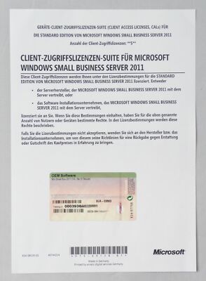 5 Device / Geräte CAL für MS Windows SBS Small Business Server 2011 Standard