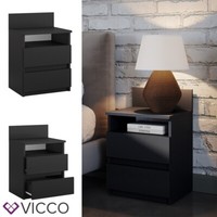 Nachttisch Monty, 39,6 X 59,1 Cm, Schwarz, Nachtschrank Mit 2 SchubfäCher Vicco