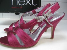 NEXT PINK STILETTO SANDALS 6.5 strappy high heels slingback sexy shoes dragonfly