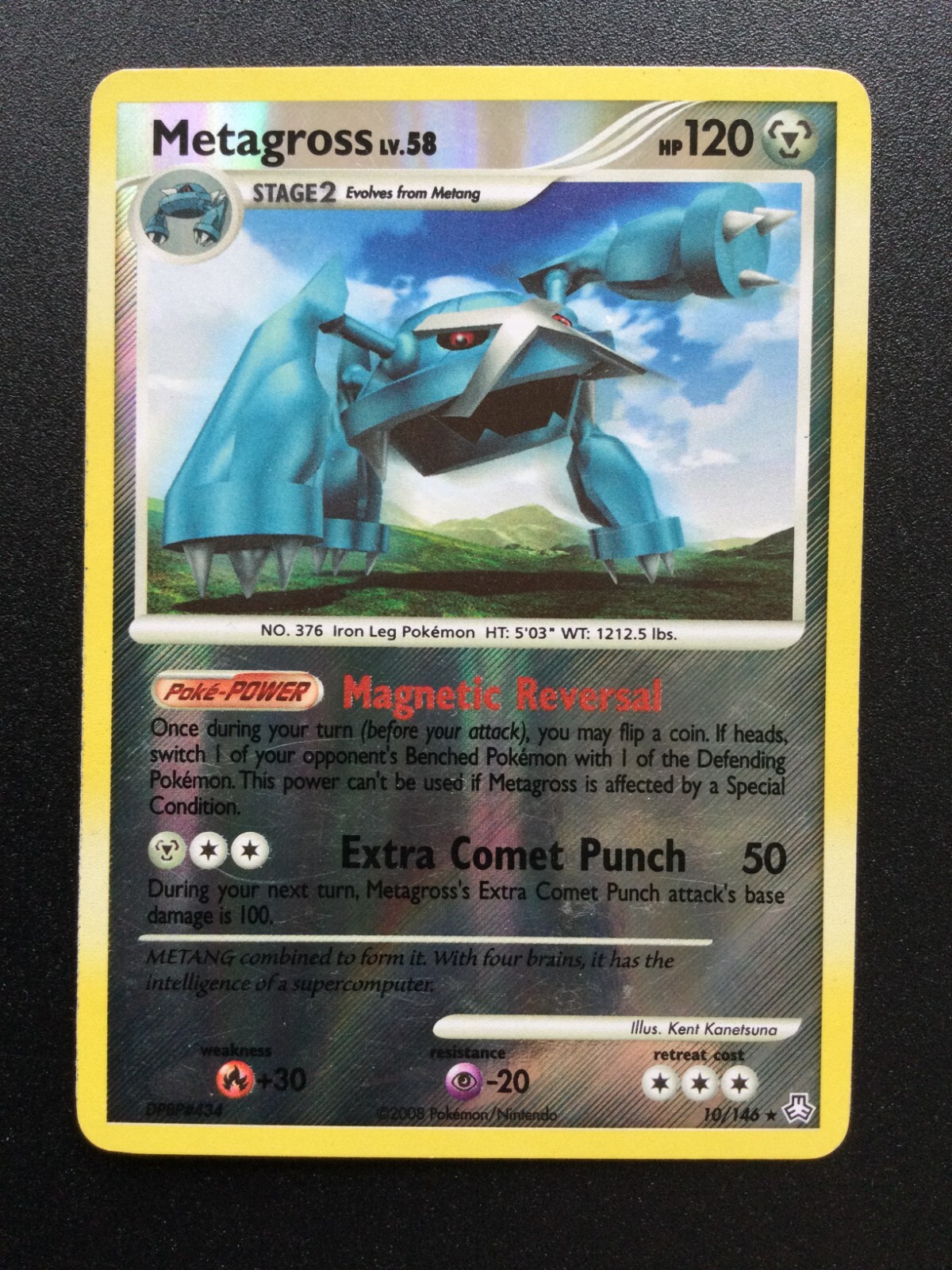 Old Pokemon Rare Metagross Reverse Holo Card 10/146 Legends Awakened - 2008 LP