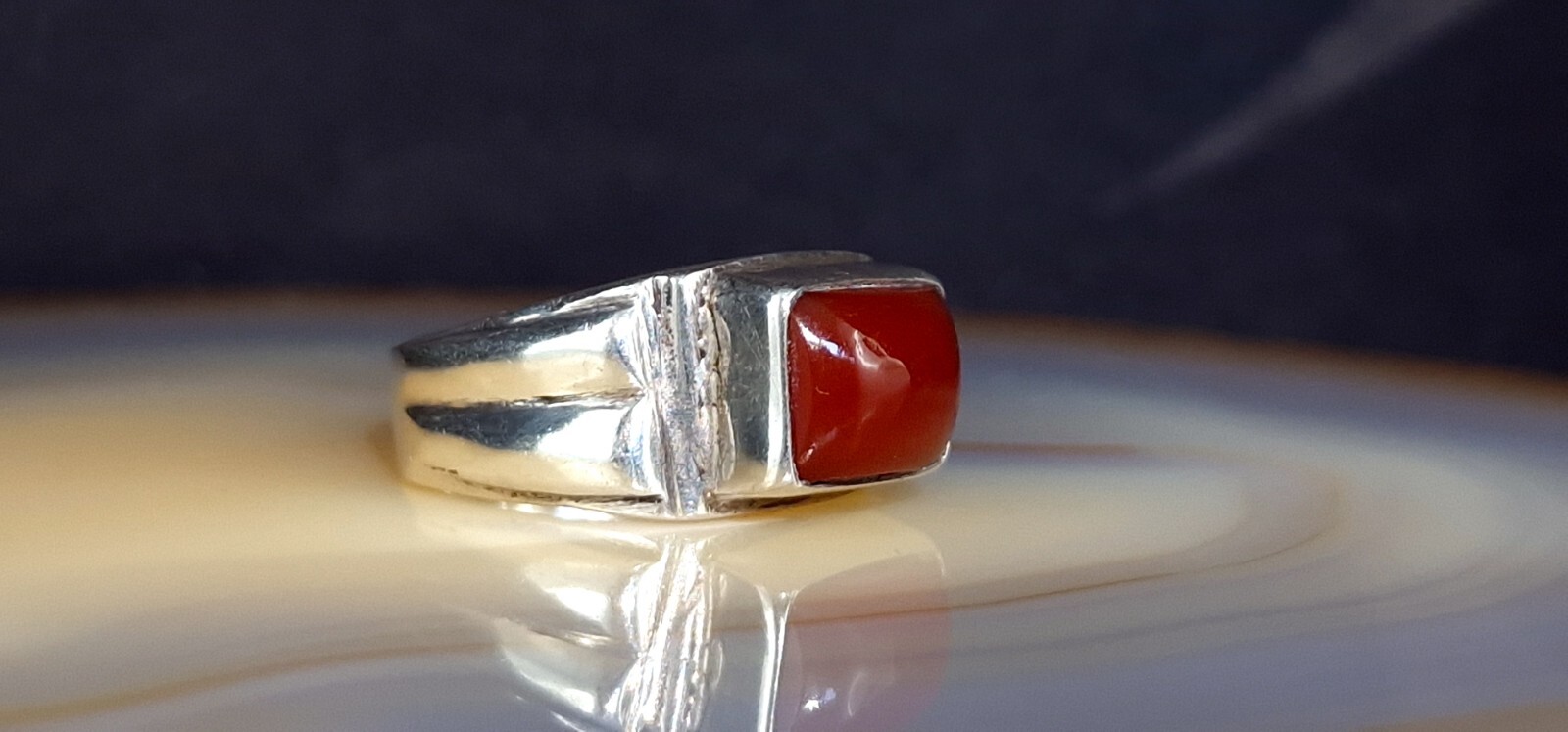 Ring Silver 925 Carnelian Solid & Striking 17.2mm… - image 3
