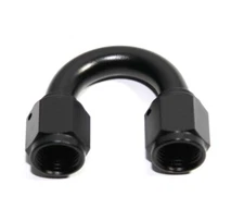 BLACK AN6 Female to 6AN AN-6 Female 180 Degree U Shape Swivel Fitting Adapter