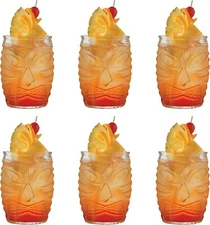6 Pack Modern Bar Tiki Glasses Double Old Fashioned Glass, Hawaiian