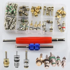 102PCS Car R134a R12 Air Conditioning AC A/C Valve Stem Cores + Remover Tool Kit