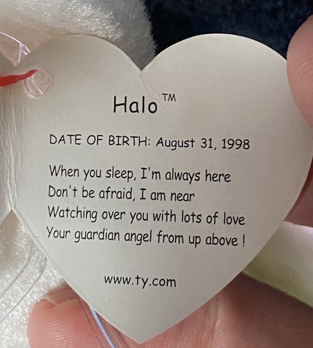 TY Beanie Baby - 1998 HALO the Angel Bear (8.5 inch) - MWMTs Stuffed Animal Toy - Picture 6 of 10