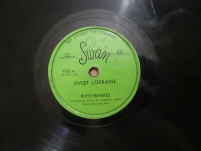 RHYTHMAIRES 78 SWAN RECORDS 7505 SWEET LORRAINE / JUST JAMMIN VG++