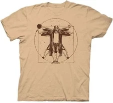 The Big Lebowski The Dude Vitruvian Da Vinci Tan Graphic Adult T-Shirt Sml