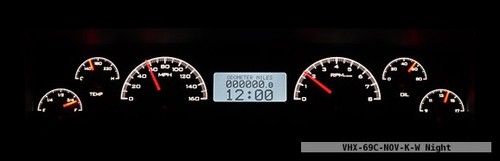 Dakota Digital 69-76 Chevy Nova Analog Gauge System Black White VHX-69C-NOV-K-W - Picture 2 of 4