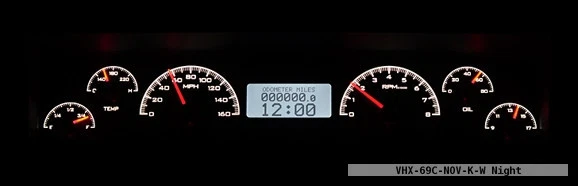 Sistema de calibre analógico Dakota Digital 69-76 Chevy Nova negro blanco VHX-69C-NOV-K-W Foto 2 de 4