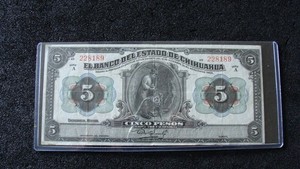 Mexico 5/Cinco Pesos Banknote. Serie A. #228189. American Banknote Co. New York.