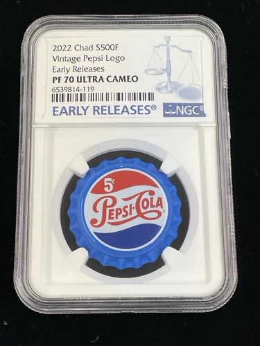 2022 Chad S500F NGC PF70 Vintage Pepsi Logo Bottle Cap Silver Coin Early Release