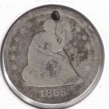 1856 Philadelphia Circulated Silver Liberty Seated Quarter Coin!