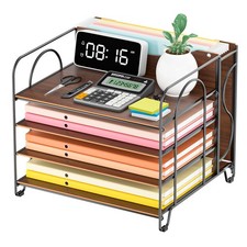 File Organizer for Desk - Organizer, 4 Tier Wood Desk Organizer for Hanging F...