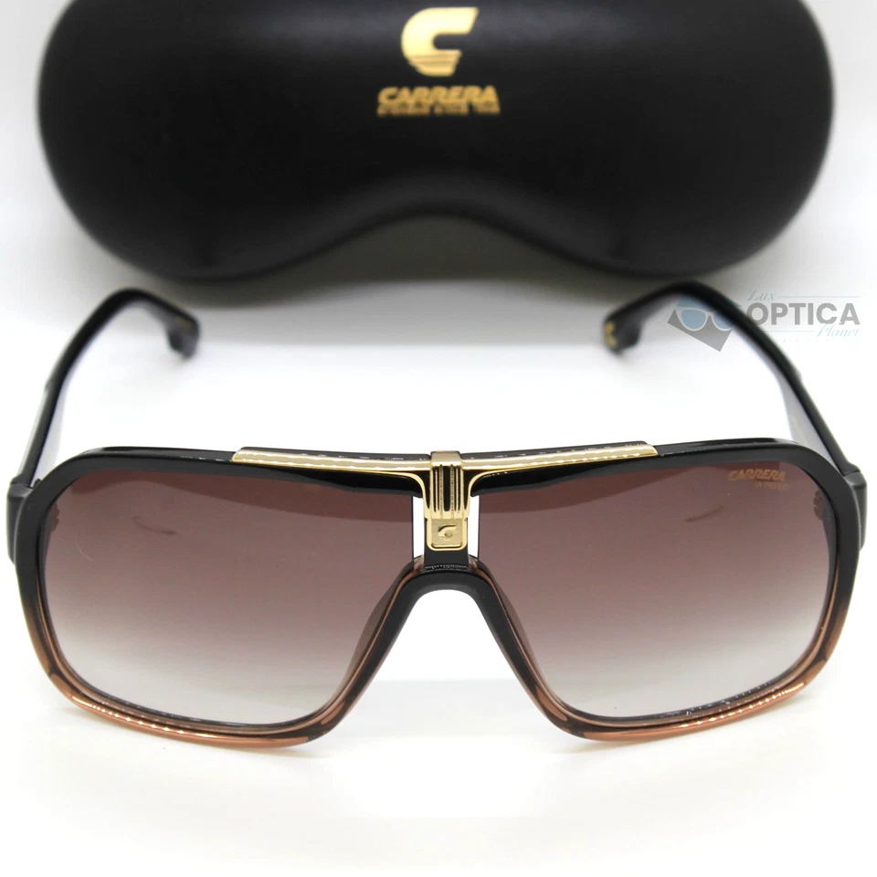 Nuevas gafas de sol Carrera 1014 para hombre negras/marrones degradadas piloto protección UV R60 Foto 2 de 4
